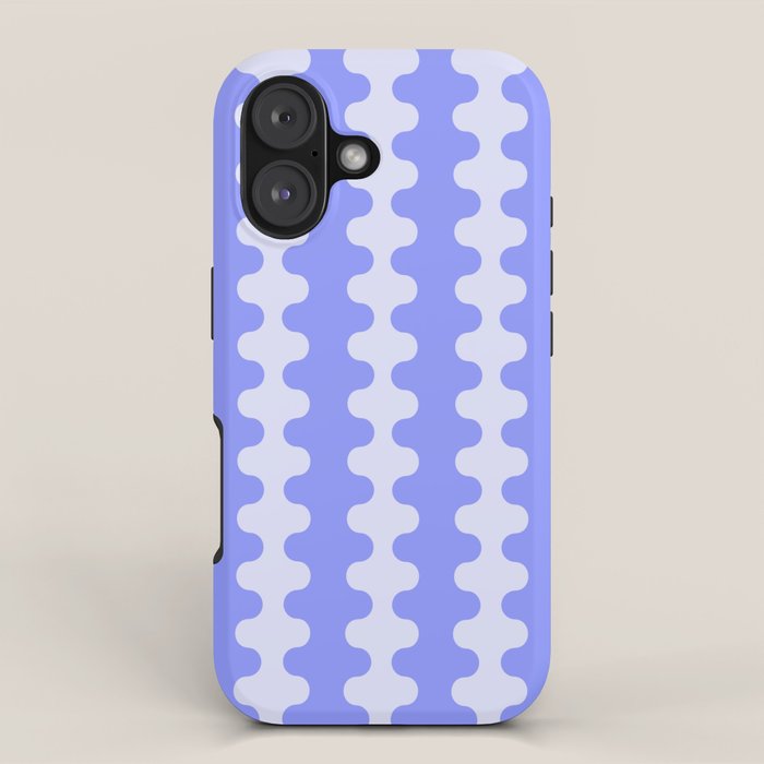 Modern Retro Wavy Ogee A-Go-Go Pop Stripes in Periwinkle iPhone Case Gallery Image 1