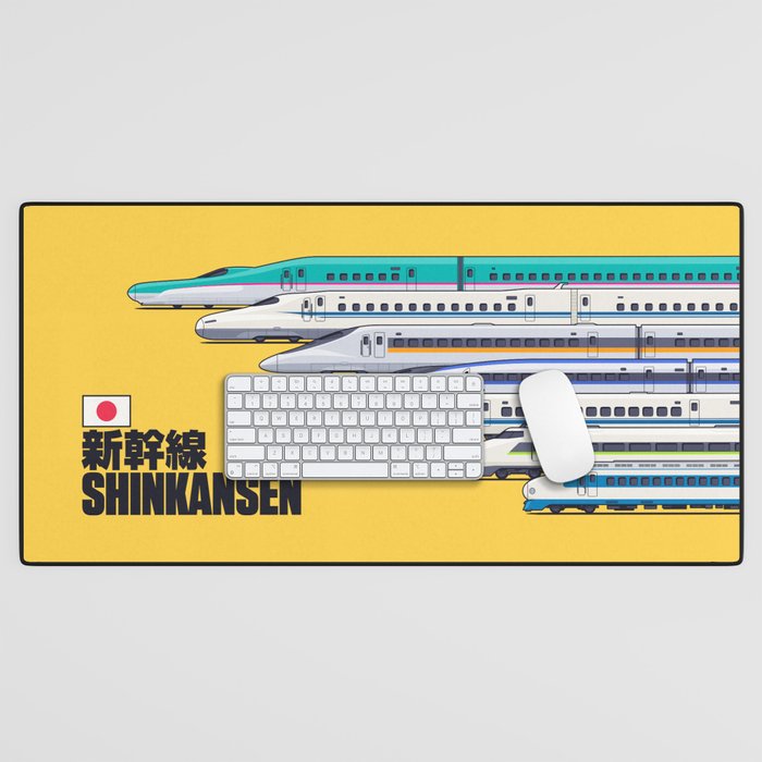 Shinkansen Bullet Train Evolution - Yellow Desk Mat Gallery Image 1