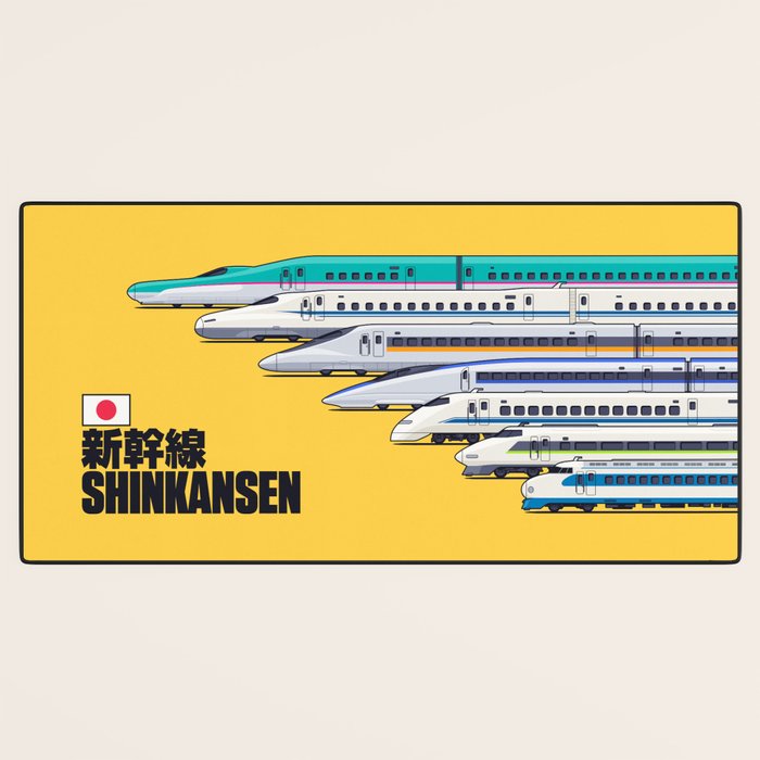 Shinkansen Bullet Train Evolution - Yellow Desk Mat Gallery Image 3