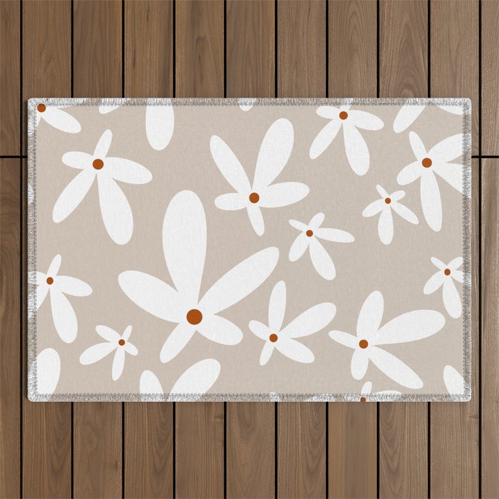 Quirky Florals in Beige, Terracotta and White Outdoor Rug Gallery Image 1