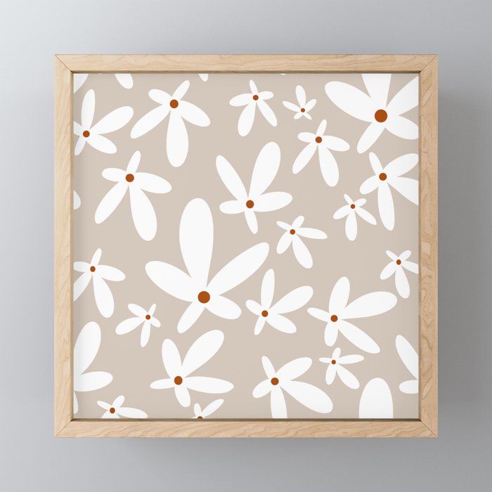 Quirky Florals in Beige, Terracotta and White Mini Art Print Gallery Image 1