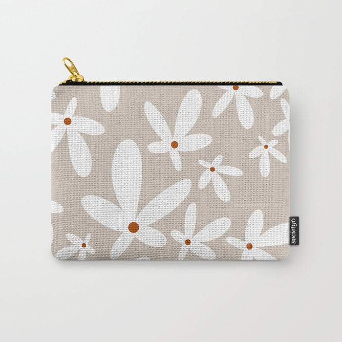 Quirky Florals in Beige, Terracotta and White Carry All Pouch Gallery Image 1