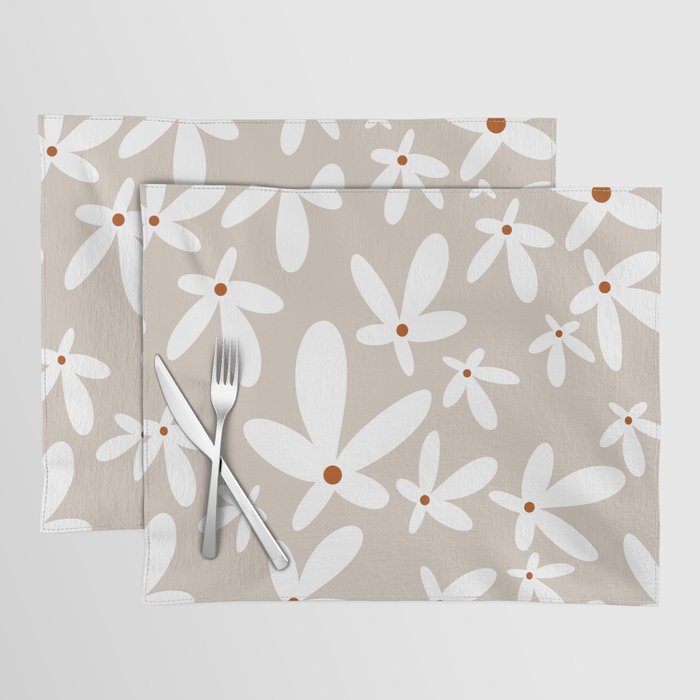 Quirky Florals in Beige, Terracotta and White Placemat Gallery Image 1