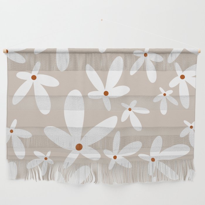 Quirky Florals in Beige, Terracotta and White Wall Hanging Gallery Image 1
