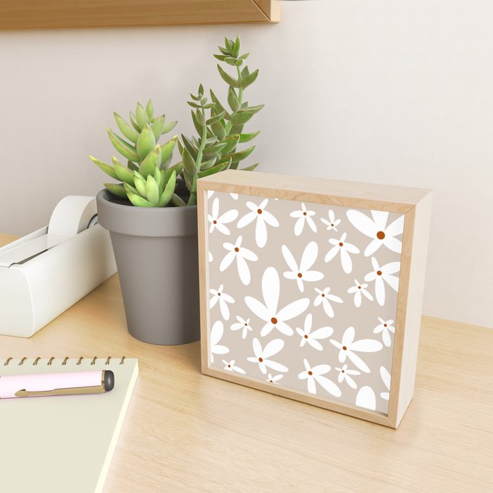 Quirky Florals in Beige, Terracotta and White Mini Art Print Gallery Image 2
