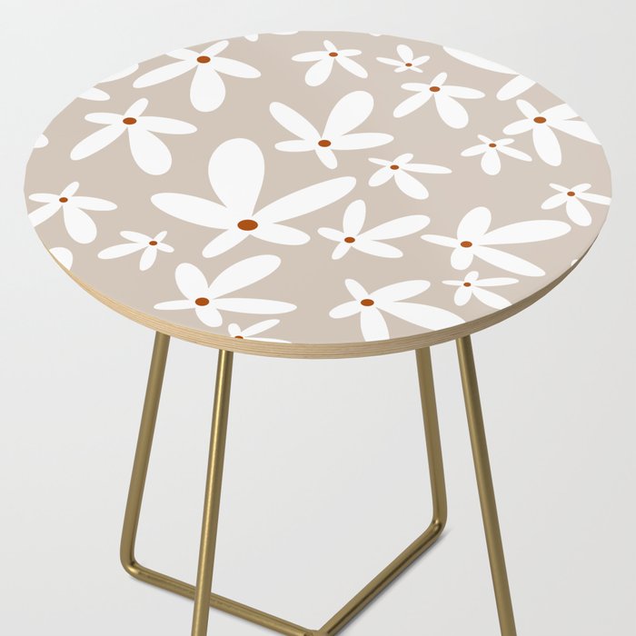 Quirky Florals in Beige, Terracotta and White Side Table Gallery Image 2