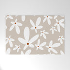Quirky Florals in Beige, Terracotta and White Welcome Mat Gallery Image 1