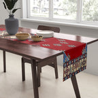 Red Diamond Blue Bluffs Kazak Persian Handmade Rugs  Table Runner Gallery Image 2