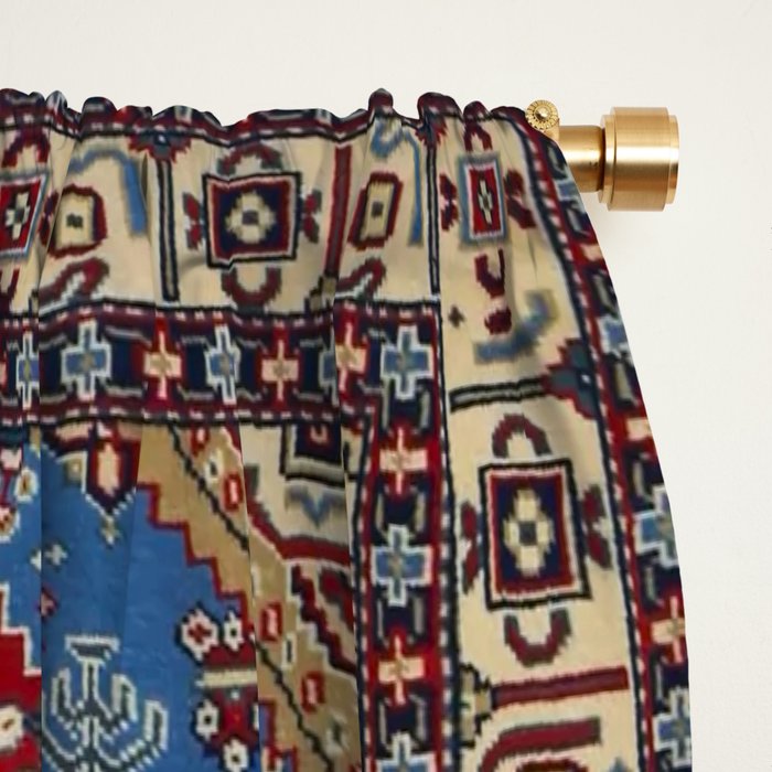 Red Diamond Blue Bluffs Kazak Persian Handmade Rugs  Window Curtain Gallery Image 2