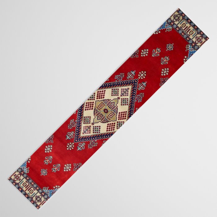 Red Diamond Blue Bluffs Kazak Persian Handmade Rugs  Table Runner Gallery Image 3