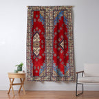 Red Diamond Blue Bluffs Kazak Persian Handmade Rugs  Window Curtain Gallery Image 5