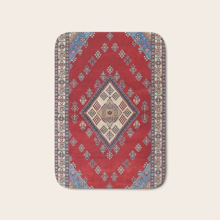 Red Diamond Blue Bluffs Kazak Persian Handmade Rugs  Bath Mat Gallery Image 1