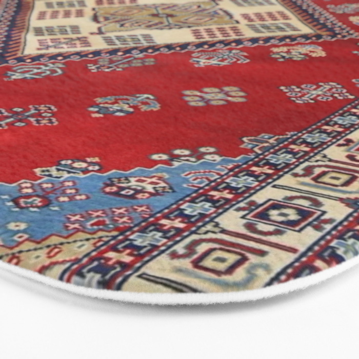 Red Diamond Blue Bluffs Kazak Persian Handmade Rugs  Bath Mat Gallery Image 3
