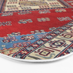Red Diamond Blue Bluffs Kazak Persian Handmade Rugs  Bath Mat Gallery Image 3