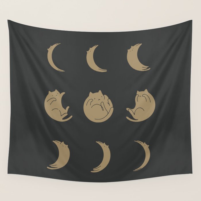 Cat Landscape 136: Cat Moon Wall Tapestry Gallery Image 1