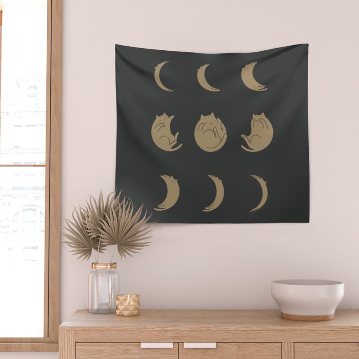 Cat Landscape 136: Cat Moon Wall Tapestry Gallery Image 2