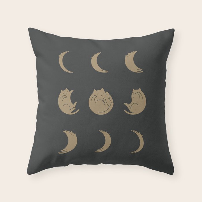Cat Landscape 136: Cat Moon Throw Pillow Gallery Image 6