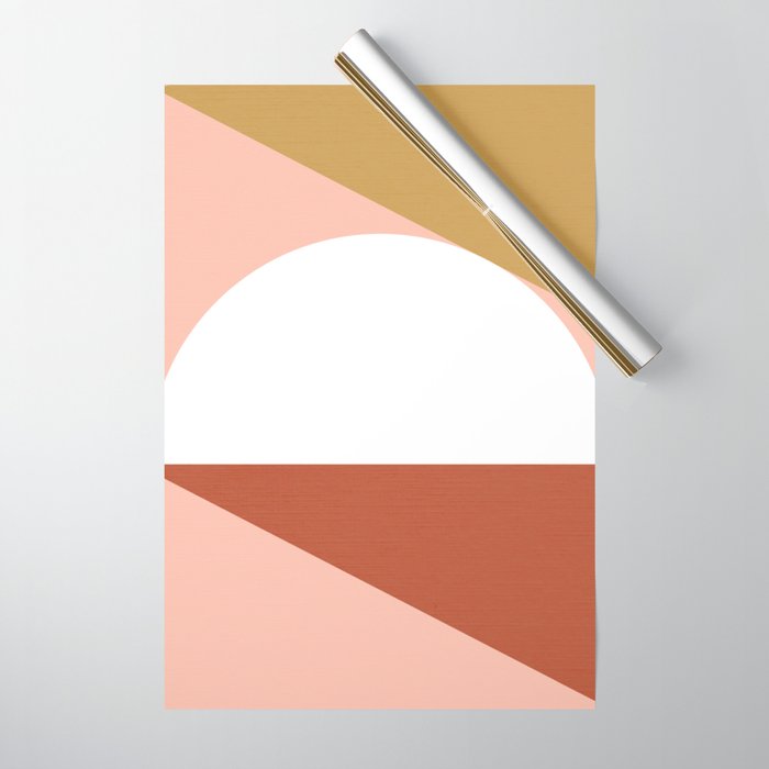 Mid Century Modern Sunset - Terracotta Peach Mustard Wrapping Paper Gallery Image 1
