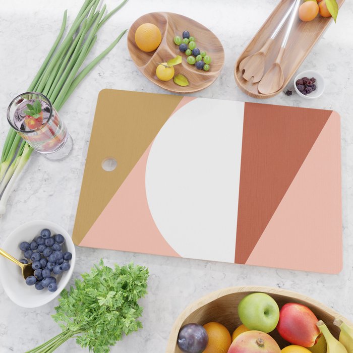 Mid Century Modern Sunset - Terracotta Peach Mustard Cutting Board Gallery Image 2