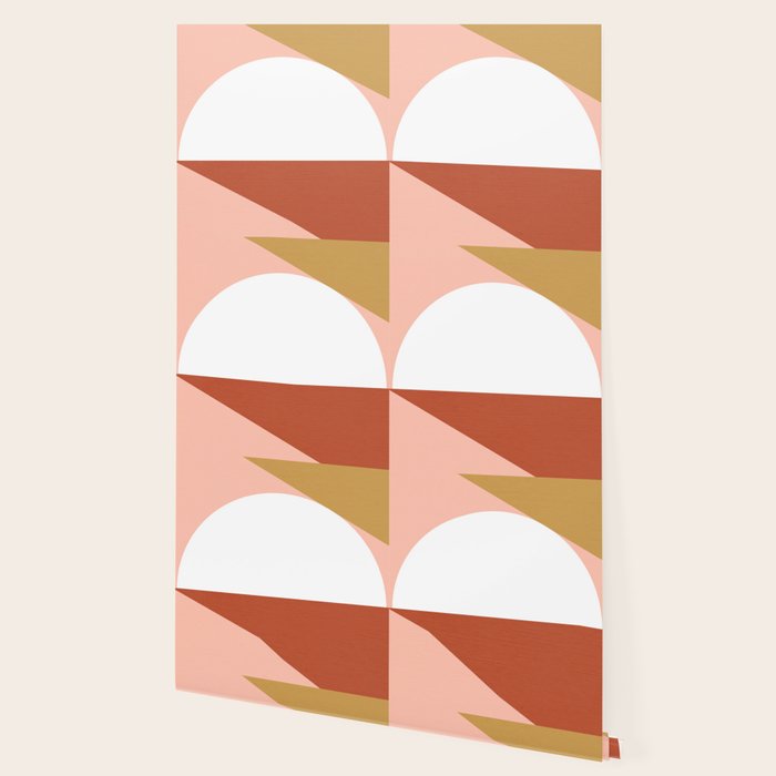 Mid Century Modern Sunset - Terracotta Peach Mustard Wallpaper Gallery Image 2