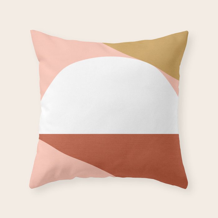 Mid Century Modern Sunset - Terracotta Peach Mustard Throw Pillow Gallery Image 6