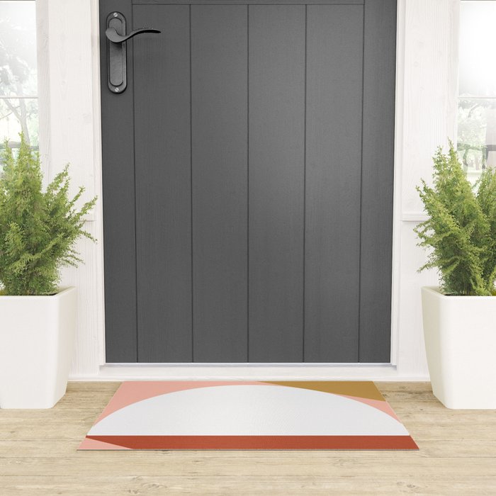 Mid Century Modern Sunset - Terracotta Peach Mustard Welcome Mat Gallery Image 3