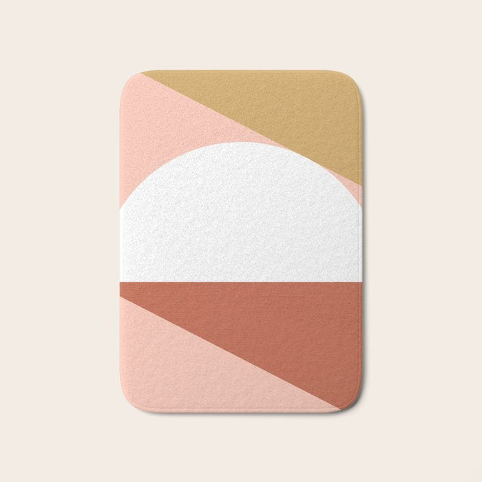 Mid Century Modern Sunset - Terracotta Peach Mustard Bath Mat Gallery Image 1