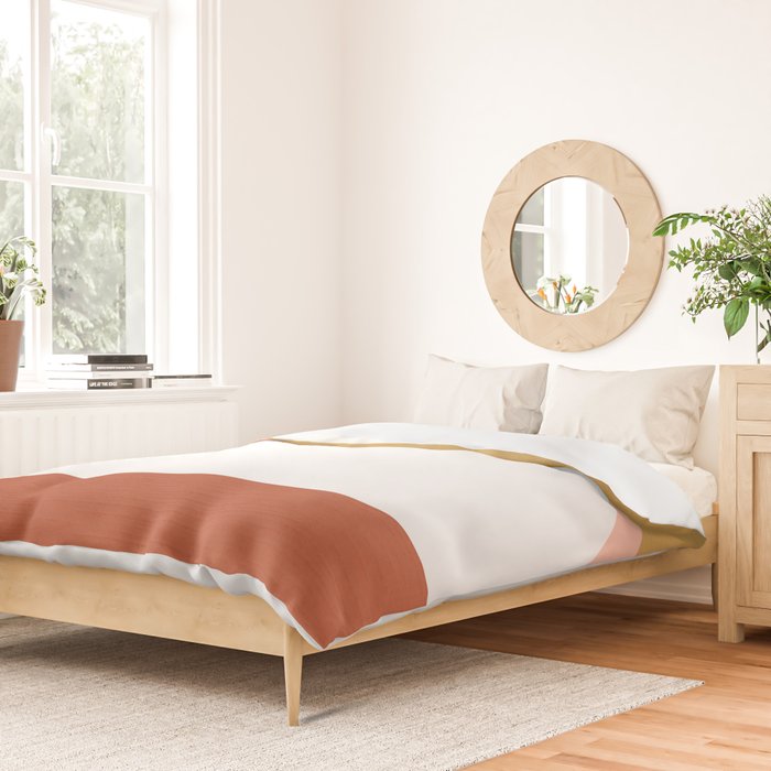 Mid Century Modern Sunset - Terracotta Peach Mustard Duvet Cover Gallery Image 2