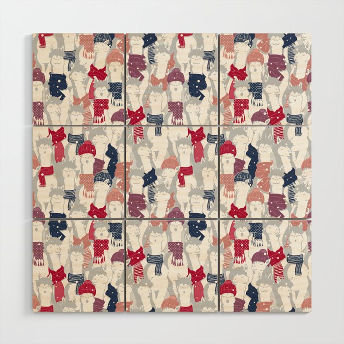 Happy llamas Christmas Choir III Wood Wall Art Gallery Image 1