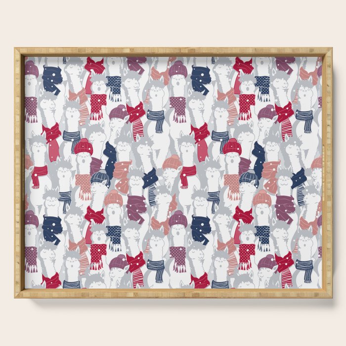 Happy llamas Christmas Choir III Serving Tray Gallery Image 1
