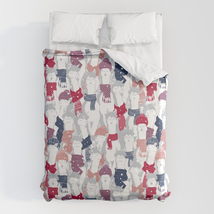 Happy llamas Christmas Choir III Duvet Cover