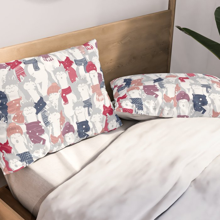 Happy llamas Christmas Choir III Pillow Sham Gallery Image 2