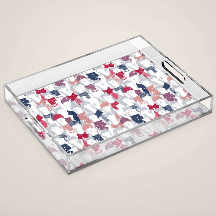 Happy llamas Christmas Choir III Acrylic Tray