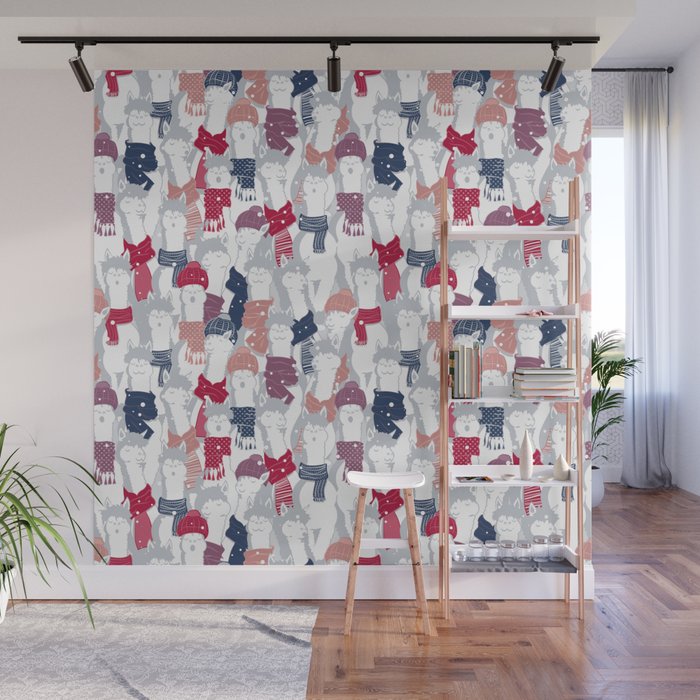 Happy llamas Christmas Choir III Wall Mural Gallery Image 1