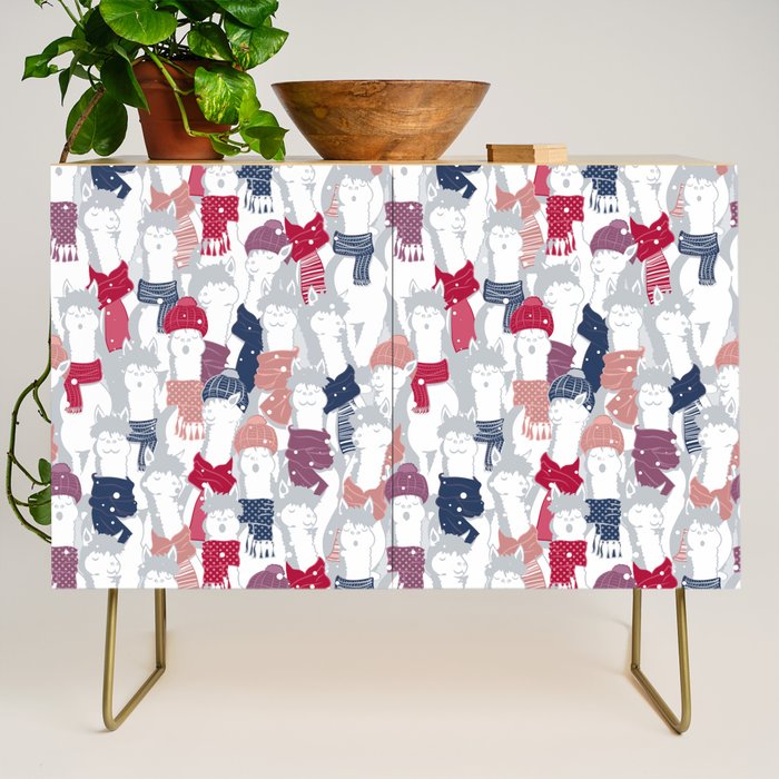 Happy llamas Christmas Choir III Credenza Gallery Image 1