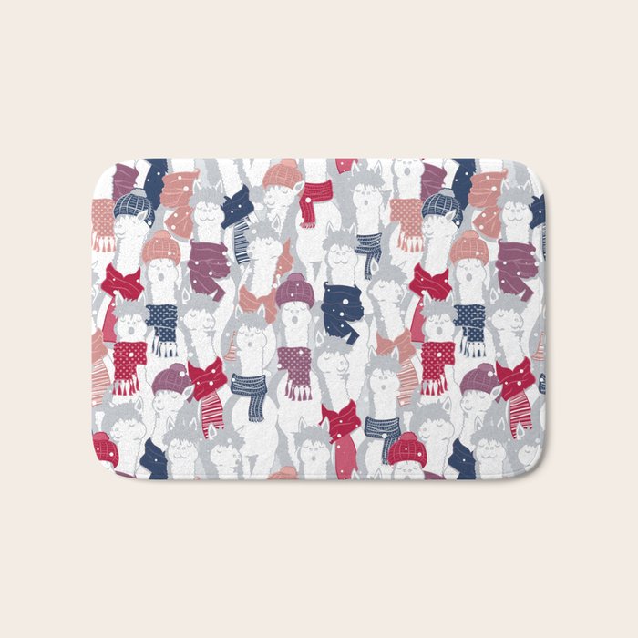 Happy llamas Christmas Choir III Bath Mat Gallery Image 1