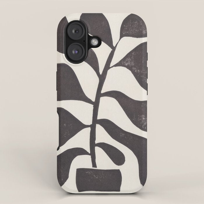 Linocut Houseplant #3 iPhone Case Gallery Image 1
