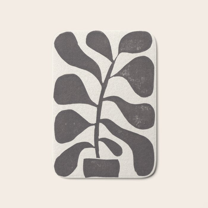 Linocut Houseplant #3 Bath Mat Gallery Image 1
