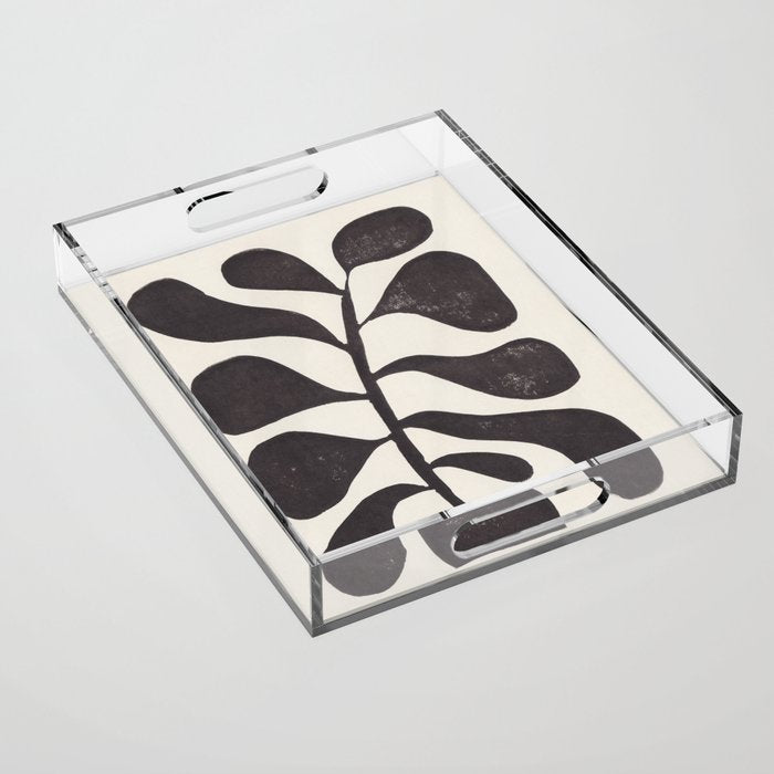 Linocut Houseplant #3 Acrylic Tray Gallery Image 1