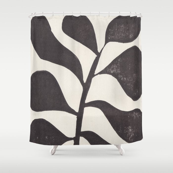 Linocut Houseplant #3 Shower Curtain Gallery Image 1