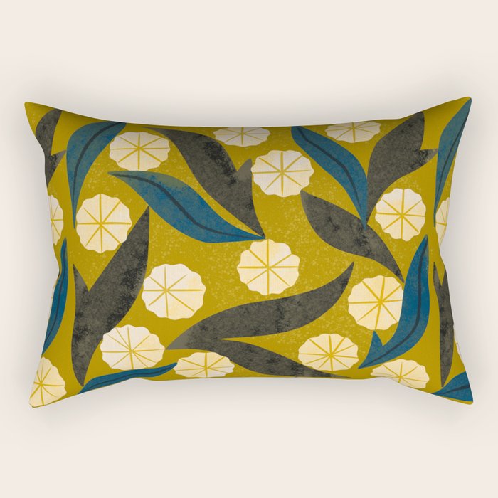 Gold Floral Rectangular Pillow Gallery Image 2