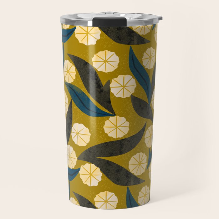 Gold Floral Travel Mug Gallery Image 1