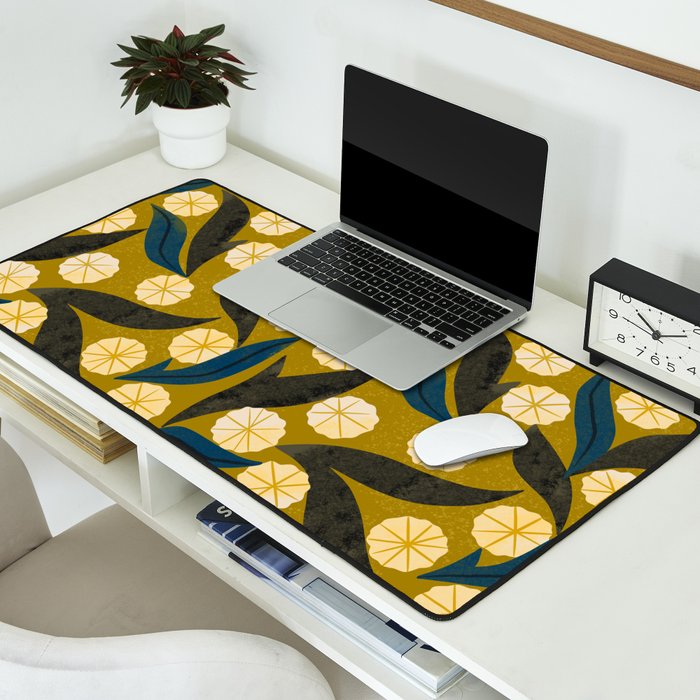 Gold Floral Desk Mat Gallery Image 2