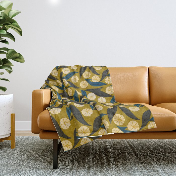 Gold Floral Throw Blanket Gallery Image 1