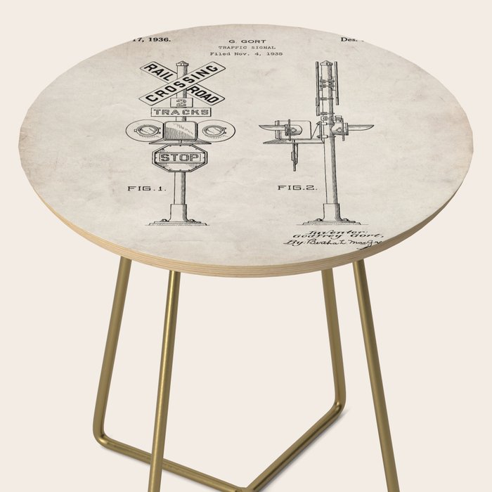Railroad Crossing Patent - Train Crossing Art - Antique Side Table Gallery Image 2