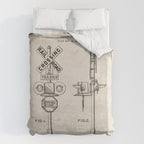 Railroad Crossing Patent - Train Crossing Art - Antique Duvet Cover Gallery Image 6