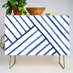Watercolor lines pattern | Navy blue Credenza Gallery Image 1