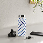 Watercolor lines pattern | Navy blue Water Bottle Gallery Image 5