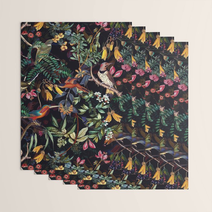 Vintage Jungle Birds Night Garden Wrapping Paper Gallery Image 3