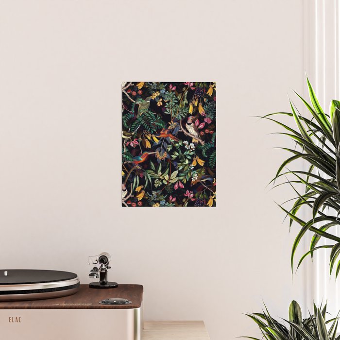 Vintage Jungle Birds Night Garden Poster Gallery Image 2